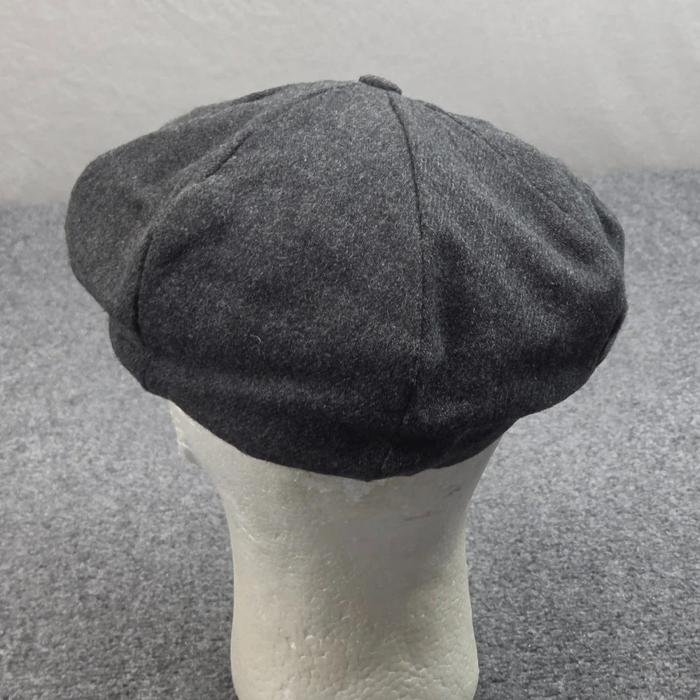 Vintage Newsboy Flat Cap XL Gray Wool Blend 8 Panel Applejack Hat Made USA